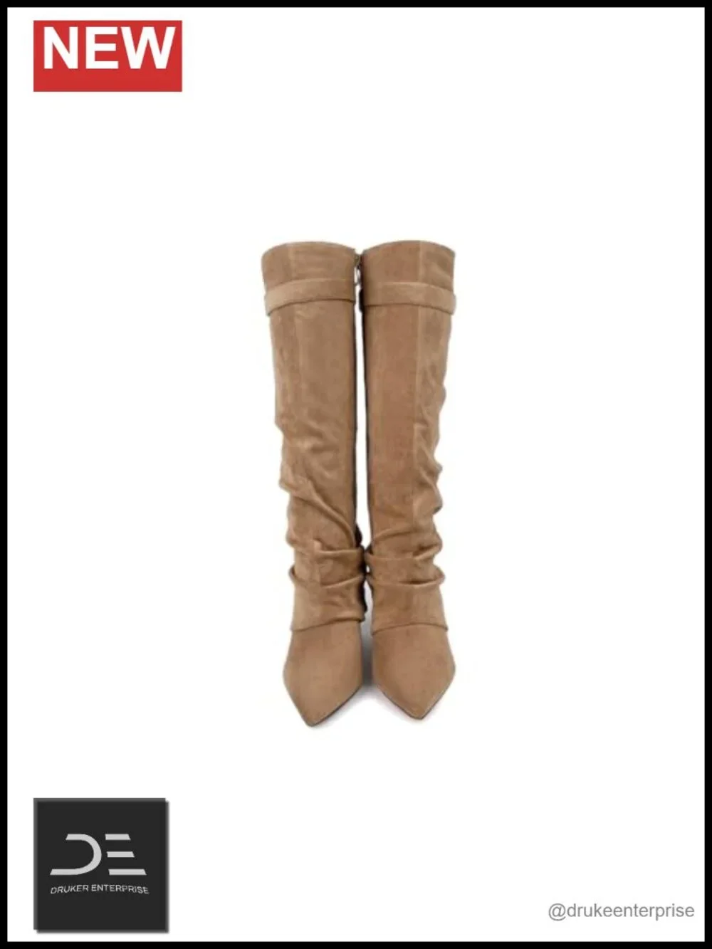 Faux Leather Fold Over Knee High Boots Pointed Toe High Heel Pull-On